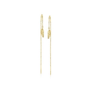 Ross-Simons 10kt Yellow Gold Feather Threader Earrings - 1 of 4