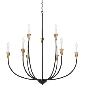 Possini Euro Design Vanelti Black Gold Chandelier 37" Wide Modern 9-Light Candelabra Fixture for Dining Room House Foyer Kitchen - 1 of 4