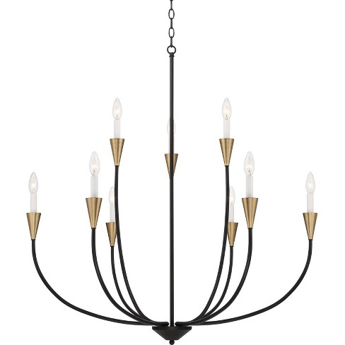 Possini Euro Design Vanelti Black Gold Chandelier 37" Wide Modern 9-Light Candelabra Fixture for Dining Room House Foyer Kitchen - image 1 of 4