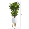 Nearly Natural 46-in Corn Stalk Dracaena Artificial Plant in White Planter with Stand (Real Touch) - 2 of 4