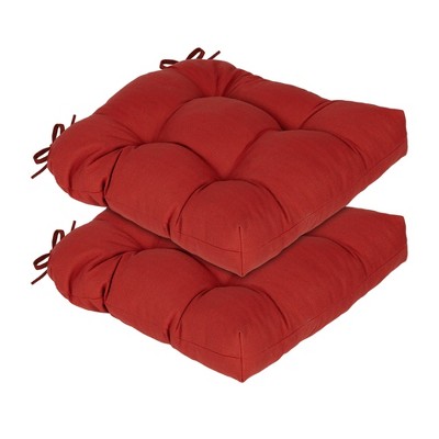Aoodor 19x19x5 Inch Tufted Outdoor Chair Cushions, Water and Fade Resistant Polyester Dining Chair Pads with Ties for Patio Furniture, Set of 2