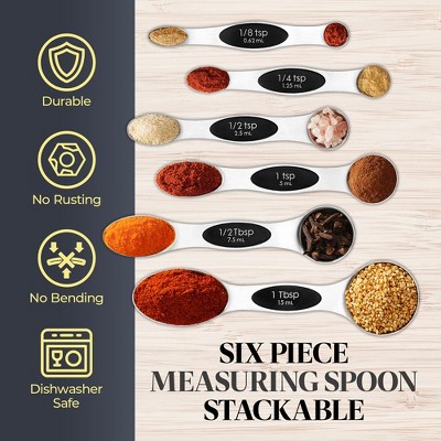 6-Piece Stainless Steel Magnetic Measuring Spoon Set