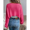 Womens Cropped Sweater Cardigan Sweater Knit Bolero Open Front Cropped Cardigan with Lantern Sleeve - 2 of 4