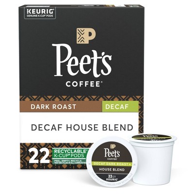 Peet's Decaf House Dark Roast Coffee - Keurig K-Cup Pods - 22ct