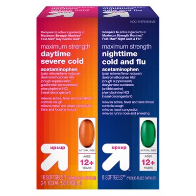 Maximum Strength Daytime/Nighttime Severe Cold & Flu Relief Softgels - 24ct - up & up™