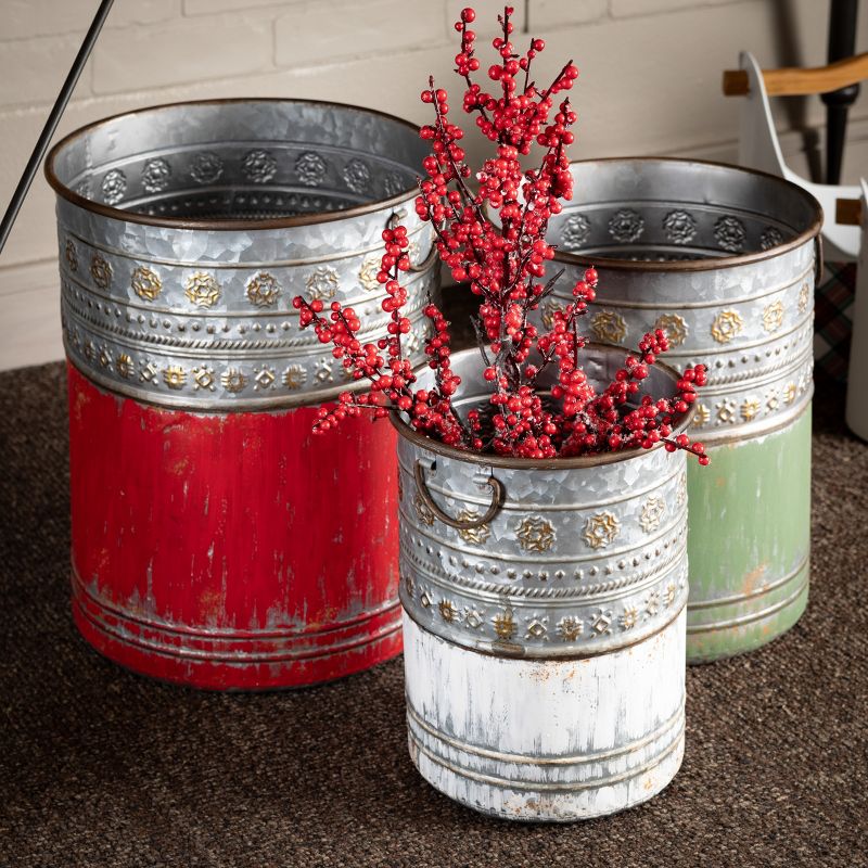 Patinaed Holiday Container Multicolor 16"H Metal Set of 3, 3 of 5
