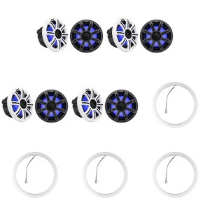 Kicker ( 4 Pair ) 51MSC8 8" LED Premium Marine Speakers & 47KLSR8 8-Inch LED Spacer Rings Bundle - 1 of 4