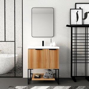 30 Inch Freestanding Bathroom Vanity with Resin Basin Set Wooden Bathroom Vanity Cabinet - 1 of 4