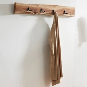 Alaterre Furniture 36" Alpine Live Edge Metal And Wood Coat Hooks : Sturdy Wall Mounted Rack with 4 Hooks, No Assembly Required - 1 of 4