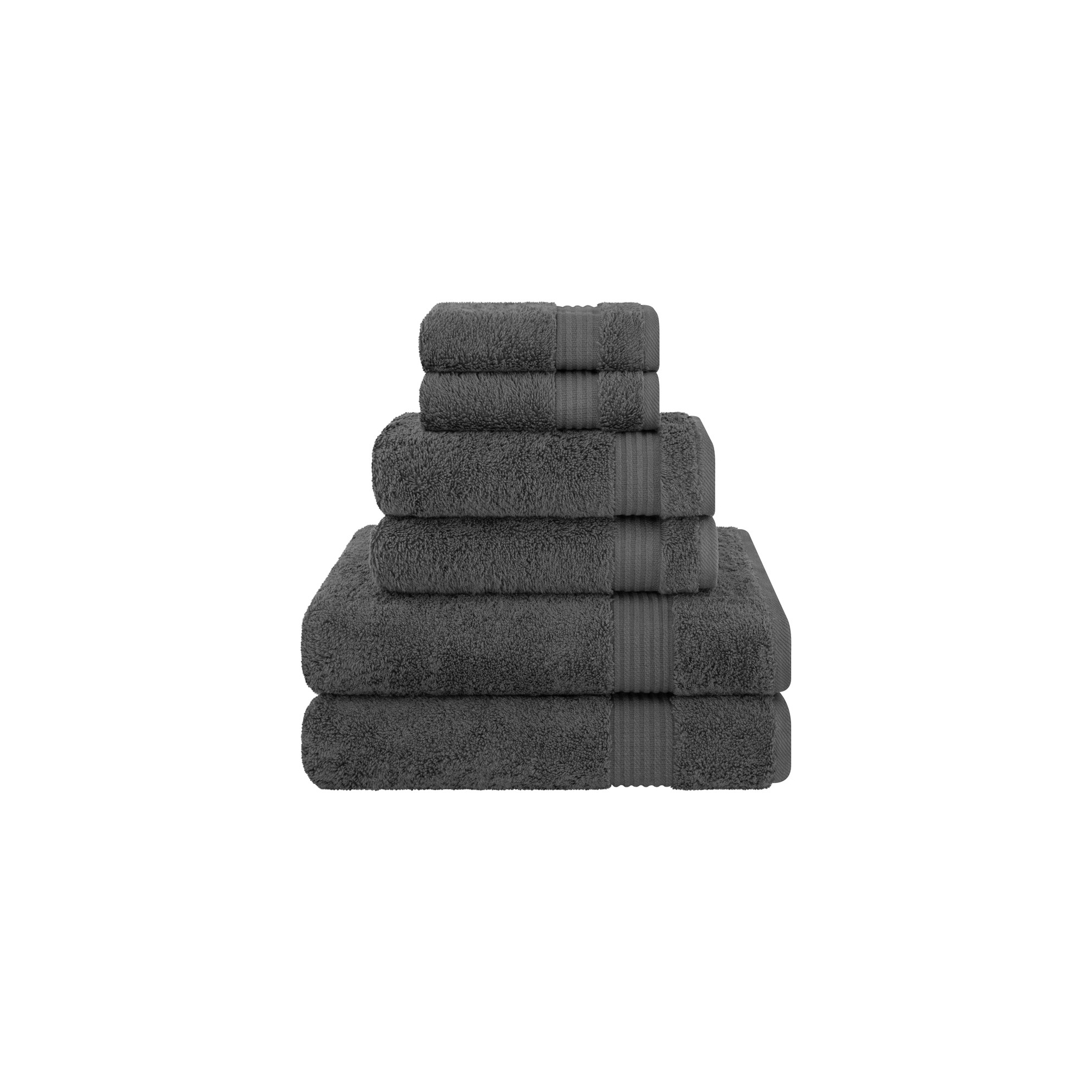 American Soft Linen Bekos 6 Piece Towel Set, 100% Cotton Bath Towel Set for Bathroom, Dark Gray