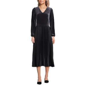 Lands' End Women's Velvet and Satin Duet Midi Dress - 1 of 4