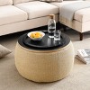 GlasFlength Ottomans and Benches Round Storage Portable Ottoman with Dual Function Fashion Design for Modern Living Spaces, Beige, 26"*26"*16.8" - 2 of 4