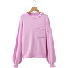 Pink Raw Edge Ribbed Detail Drop Shoulder Sweater - 2 of 4