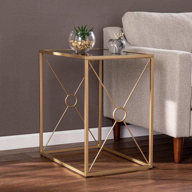 Nornew Mirror Top End Table Gold - Aiden Lane, 5 of 9