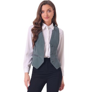 INSPIRE CHIC Women's V Neck Sleeveless Retro Waistcoat Vest - 1 of 4