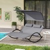 Tangkula Outdoor Double Chaise Rocker Rocking Daybed Sun Lounger w/ Sun Shade Canopy - 2 of 4