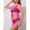 INSPIRE CHIC Women's Lace Up Decoration Push Up Bikini Sets, Wide Strap Top Triangle Bottom Swimwear Bathing Suits 1 Set - 2 of 4