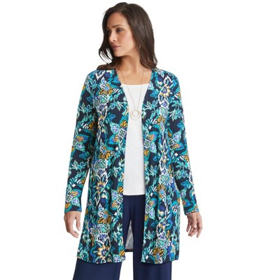 Jessica London Women's Plus Size Everyday Stretch Knit Open Front Cardigan
