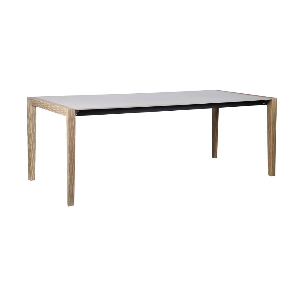 Fineline 80 Indoor Outdoor Rectangular Wood & Super Stone Dining Table Light Eucalyptus Gray Armen Living
