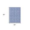 Navy Blue And Denim Blue Floral Washable Indoor Outdoor Area Rug - 3 of 4