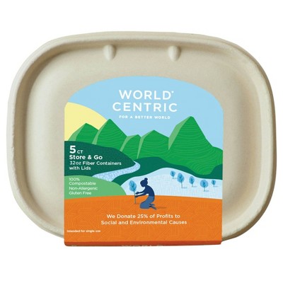 World Centric Containers with Medium Lids - 5ct - 32oz