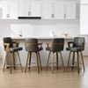 Bekrvio 26" Swivel Counter Height Bar Stools Set of 1/2/3/4,Faux Leather Upholstered Bar Chairs with Back & Arm for Kitchen Island,Black - 2 of 4
