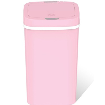 SEVOBAL Indoor Trash Cans 4 Gallon Plastic Trash Can with Lid Touchless Garbage Can Fits Any Kitchen, Bathroom, Office, Silvery, 10.3"*7.8"*16.7"