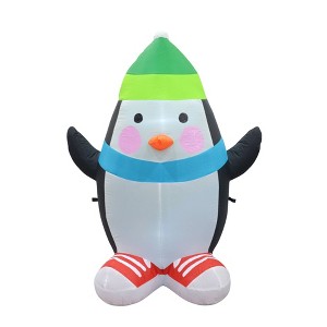 Jeco Inc. 4' Penguin Inflatable Christmas Decoration: Weather Resistant, Indoor/Outdoor Holiday Decor - 1 of 1