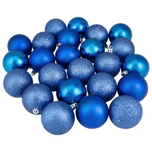 Northlight 24ct Shatterproof 4-Finish Christmas Ball Ornament Set 2.5" - Blue - 1 of 2