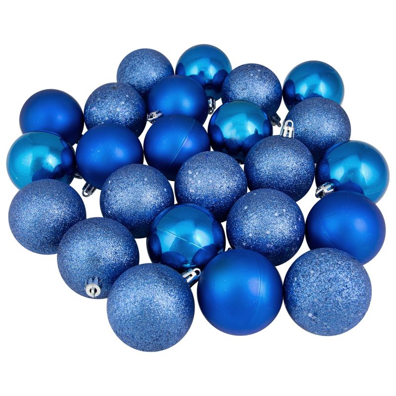 Northlight 24ct Shatterproof 4-Finish Christmas Ball Ornament Set 2.5" - Blue, 1 of 3