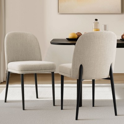 Upholstered Dining Chairs with Linen Blend Fabric and Metal Legs, Modern Armless Side Chairs for Dining Room-Maison Boucle