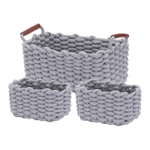 Unique Bargains Decorative Cotton Rope Handcrafted Portable Storage Basket 3 Pcs - 1 of 4