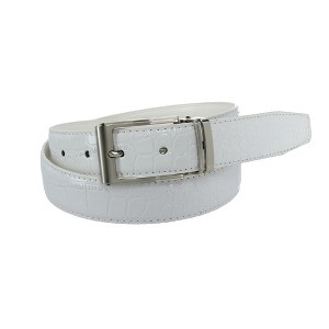 CTM Big & Tall Leather Croc Print Dress Belt with Clamp On Buckle - 1 of 3
