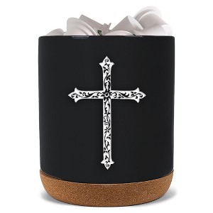 Elanze Designs Cross Black X-Large Cork Bottom, Kitchen Counter, Ceramic Stoneware, Coffee, Tea and Hot Chocolate, Machine Brewing, K Capsule Pod Cup, - 1 of 1