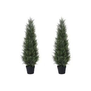 DR.Planzen Artificial Cedar Tree Artificial Cedar Topiary Trees with a pretty light strip  perfect for Christmas Home Decor set of 2 pack. - 1 of 4