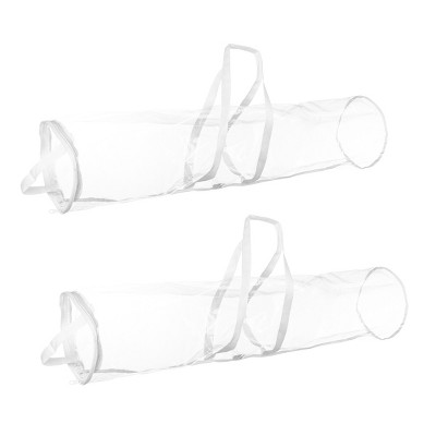 Hastings Home Gift Wrapping Paper Storage Bags With Handles - Clear/White, Set of 2