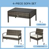 Patio Furniture Set, 4 Piece Indoor Outdoor PE Wicker Conversation Set with Chairs, Loveseat Sofa, Cushions, Glass Table for Backyard, Sunroom - 4 of 4