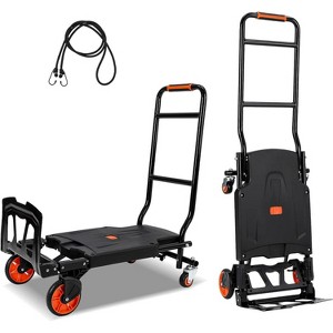 Acekool 330 lbs Folding Hand Truck, Heavy Duty Foldable Dolly Cart with Adjustable Handle & 4 Wheels for Moving, Travel, Office, Black - 1 of 4
