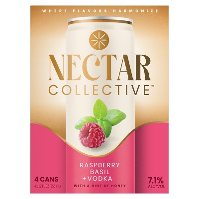 Nectar Collective Raspberry Basil Vodka - 4pk/12 fl oz Cans