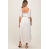 PinkBlush Cream Floral Applique Flutter Sleeved Maternity Midi Dress - 4 of 4
