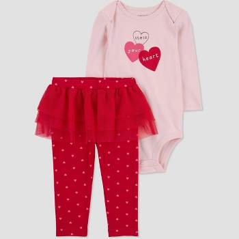 Carter's Just One You® Baby Girls' 2pc Valentine's Day Stole Your Heart Tutu Bodysuit & Leggings Set - Pink