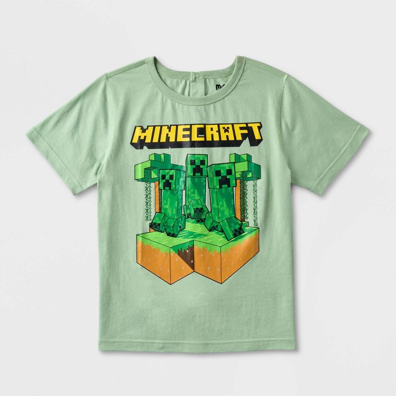Boys&#39; Minecraft Adaptive Short Sleeve Graphic T-Shirt - Green, 1 of 4