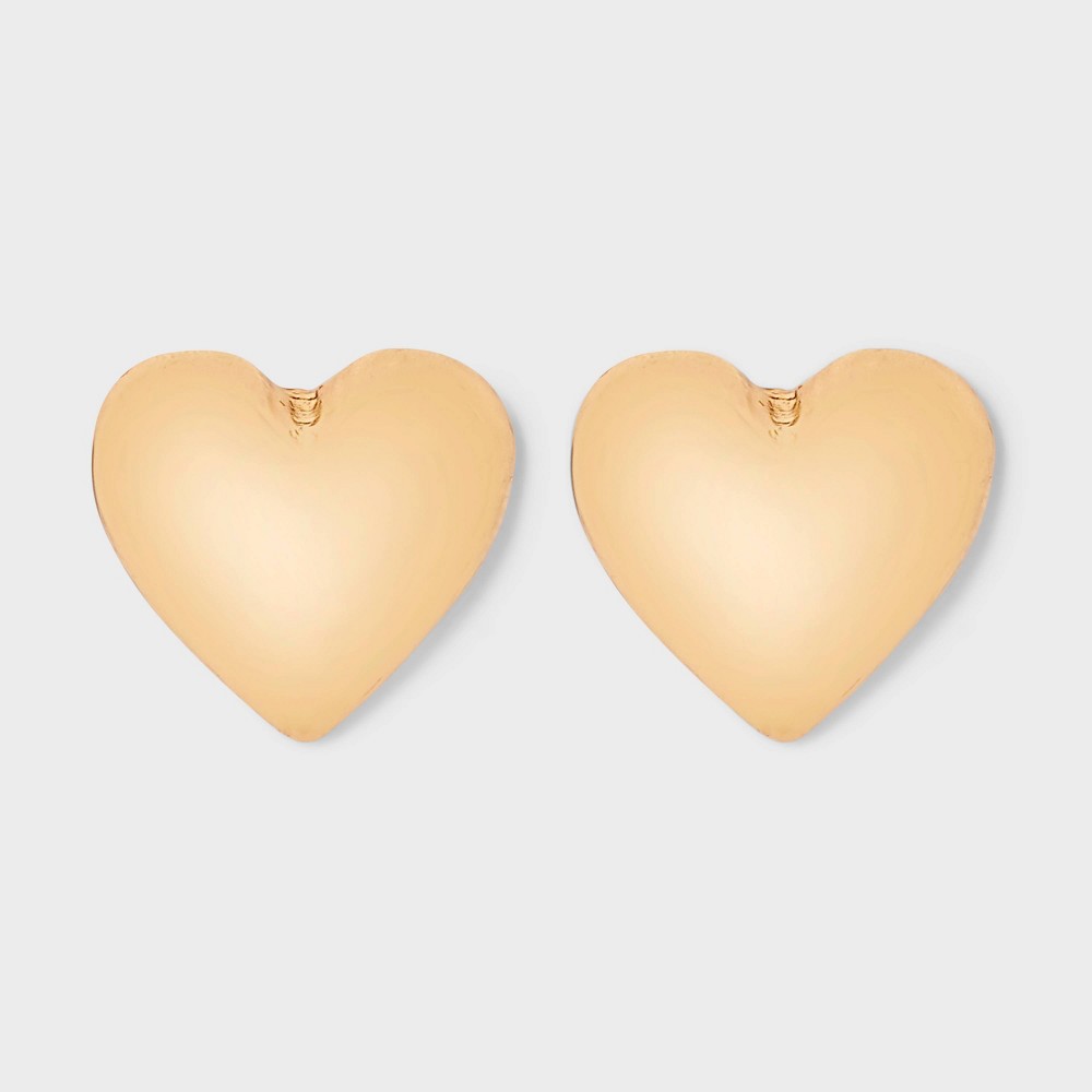 Photos - Earrings Puff Heart Button  - A New Day™ Gold