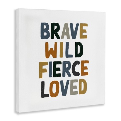 Brave Wild Fierce Loved Multicolor Canvas Wall Art, 17 x 17