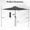 Costway 7.5 ft Solar Powered Patio Umbrella with LED Lights Push Button Tilt Crank Handle Beige/Gray/Navy/Black/Brown/Red - 3 of 4