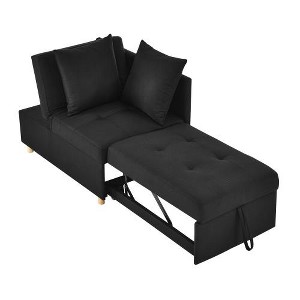SYFERLORY Convertible Sleeper Sofa Chair Adjustable Backrest Recliner with Pullout Sofa Bed with Wheels, Black - 1 of 1