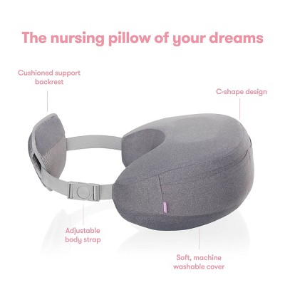 Gray Adjustable Nursing Pillow with Removable Cover