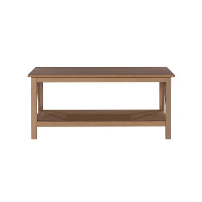 Rustic Driftwood Pine Wood Coffee Table with Storage Shelf