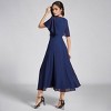 Women's V Neck A-Line Elastic High Waist Wedding Guest Dresses, Navy Blue, 24 - image 3 of 4