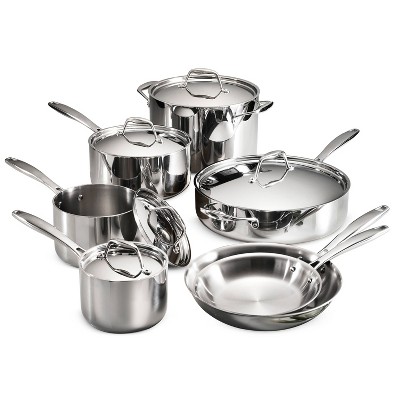 Tramontina Gourmet Tri-Ply Clad Induction-Ready Stainless Steel 12 pc Cookware Set